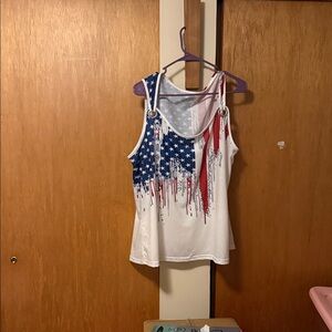 Patriotic Tank Top with Stars and Stripes